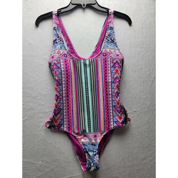 Tinibikini Pink Multi Color One Piece Swimwear Size Medium NWOT - Picture 1 of 15